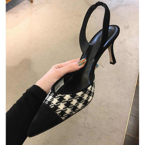 Kvinnors Slingback Skor Spetsig Tå Textil och Läder 1