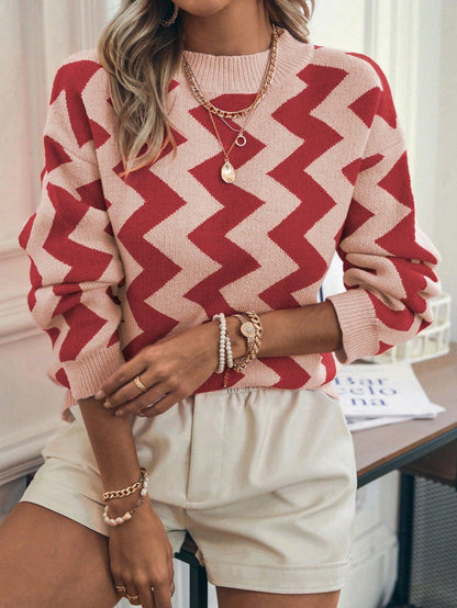 Kvinnors Kardigan Mönstrad Avslappnad Tygblandning-1