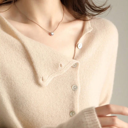 Dam Kofta Knappbar V-ringning Stickad Mjuk-5