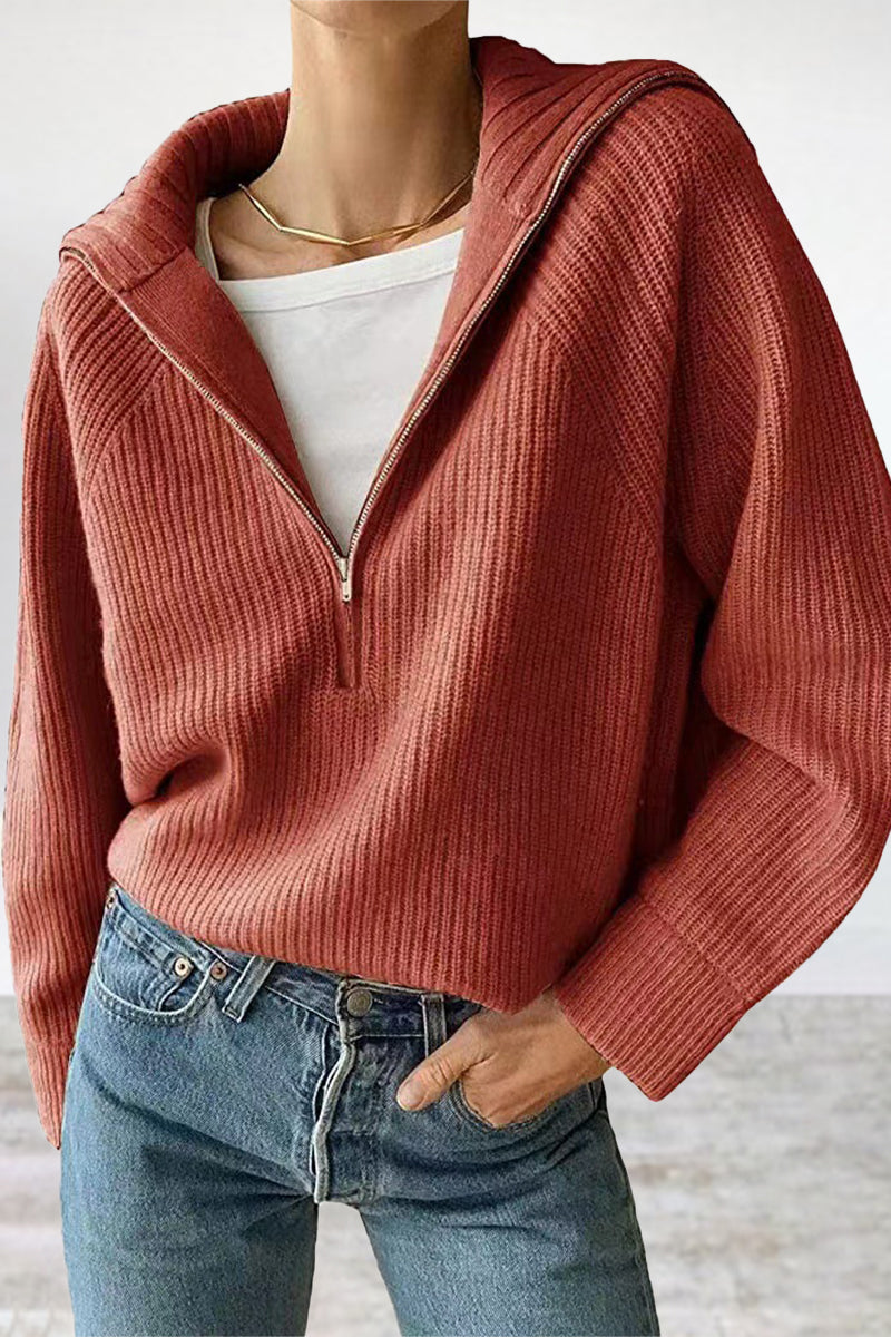 Variant image for Damen-Strickpullover, Halbzip mit umgeschlagenem Kragen aus hochwertigem Material-17