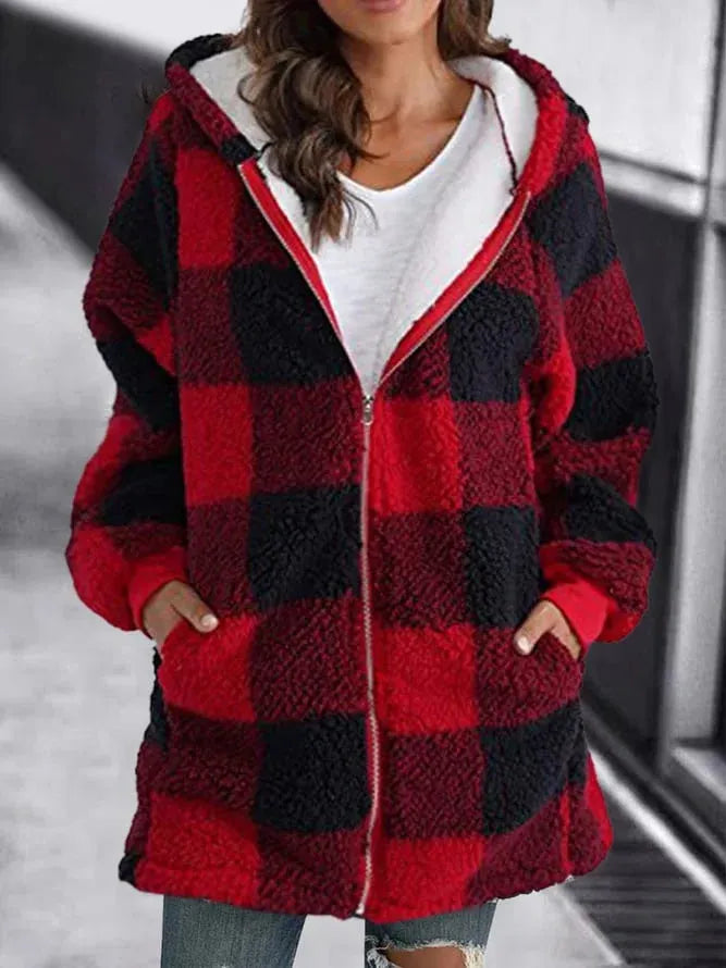 Fleecejacka Dam Sportig Design Mjuk Andningsbar Fleece med Huva-2