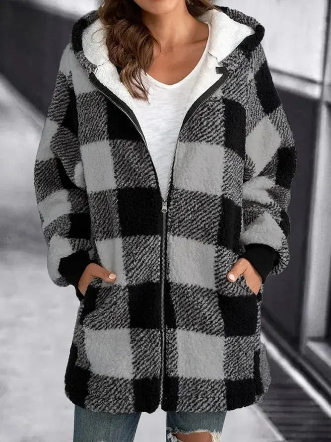 Fleecejacka Dam Sportig Design Mjuk Andningsbar Fleece med Huva-4