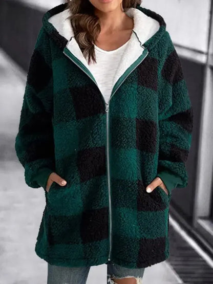 Fleecejacka Dam Sportig Design Mjuk Andningsbar Fleece med Huva-5