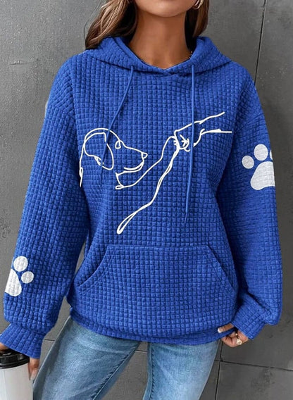 Variant image for Dam Hoodie Lösa Passform Fleece med Hundmotiv-1
