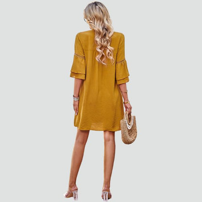 Dam Tunikklänning Ruffles Lätt Tyg-2