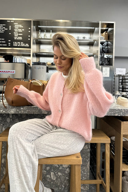 Damjacka Stickad Design med Knappar och Fickor-3