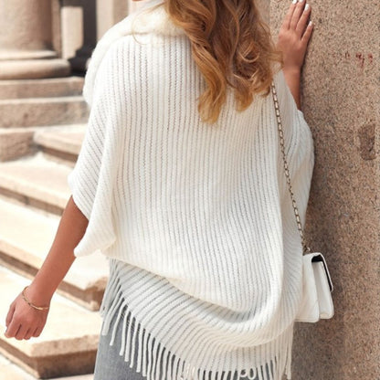 Dam Poncho Cardigan med Krage i Mjuk Akrylblandning-5