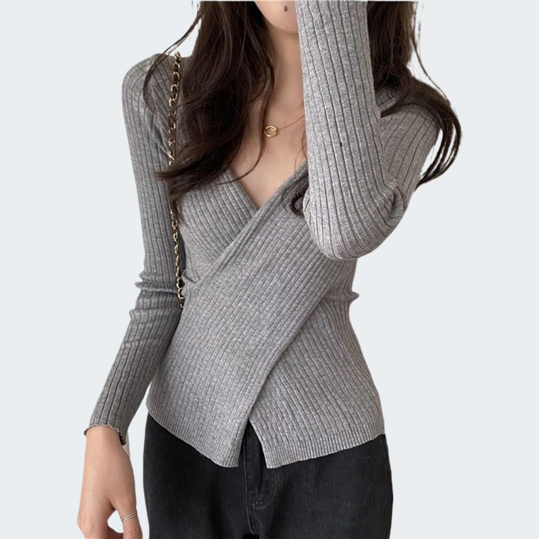 Dam Tröja Långärmad Monokrom Bomull-6