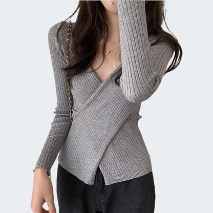 Dam Tröja Långärmad Monokrom Bomull-6