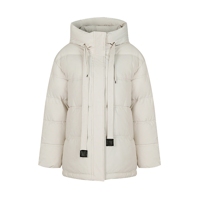 Damjacka Kort Bomull med Huva Avslappnad Passform-6