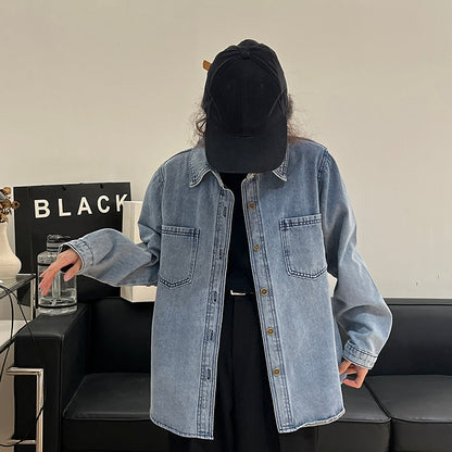 Damjacka Avslappnad Denim 70% Bomull-5