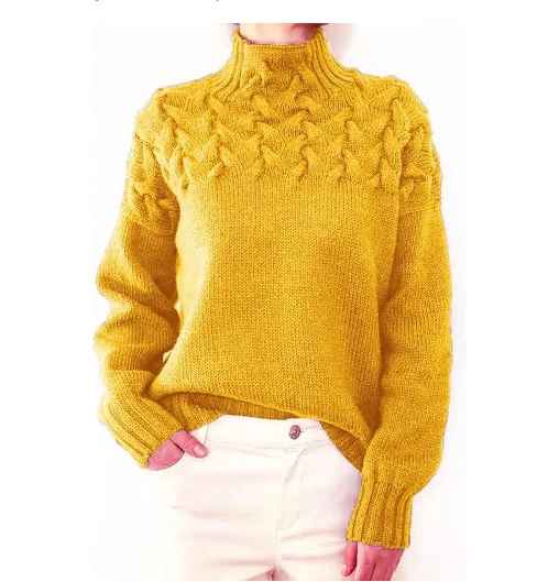 Dam Turtleneck Tröja Löst Snitt 3D-Struktur Akryl 1