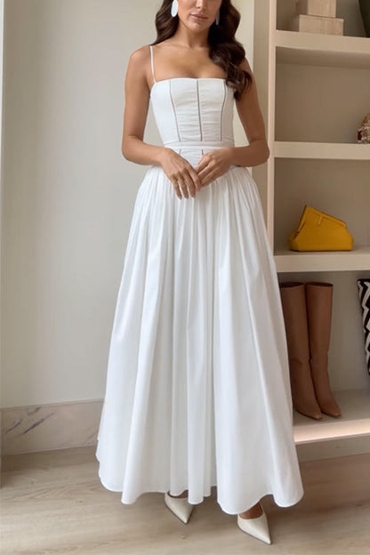Dam Maxiklänning Spaghetti Remmar Chiffon Sommar-2