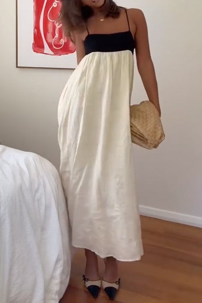 Kvinnors Maxiklänning Färgblock Cami Bomull Polyester-4