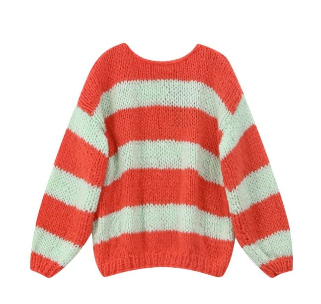 Variant image for Kvinnors Tröja Tvåfärgad Horisontellt Randig Polyester-7