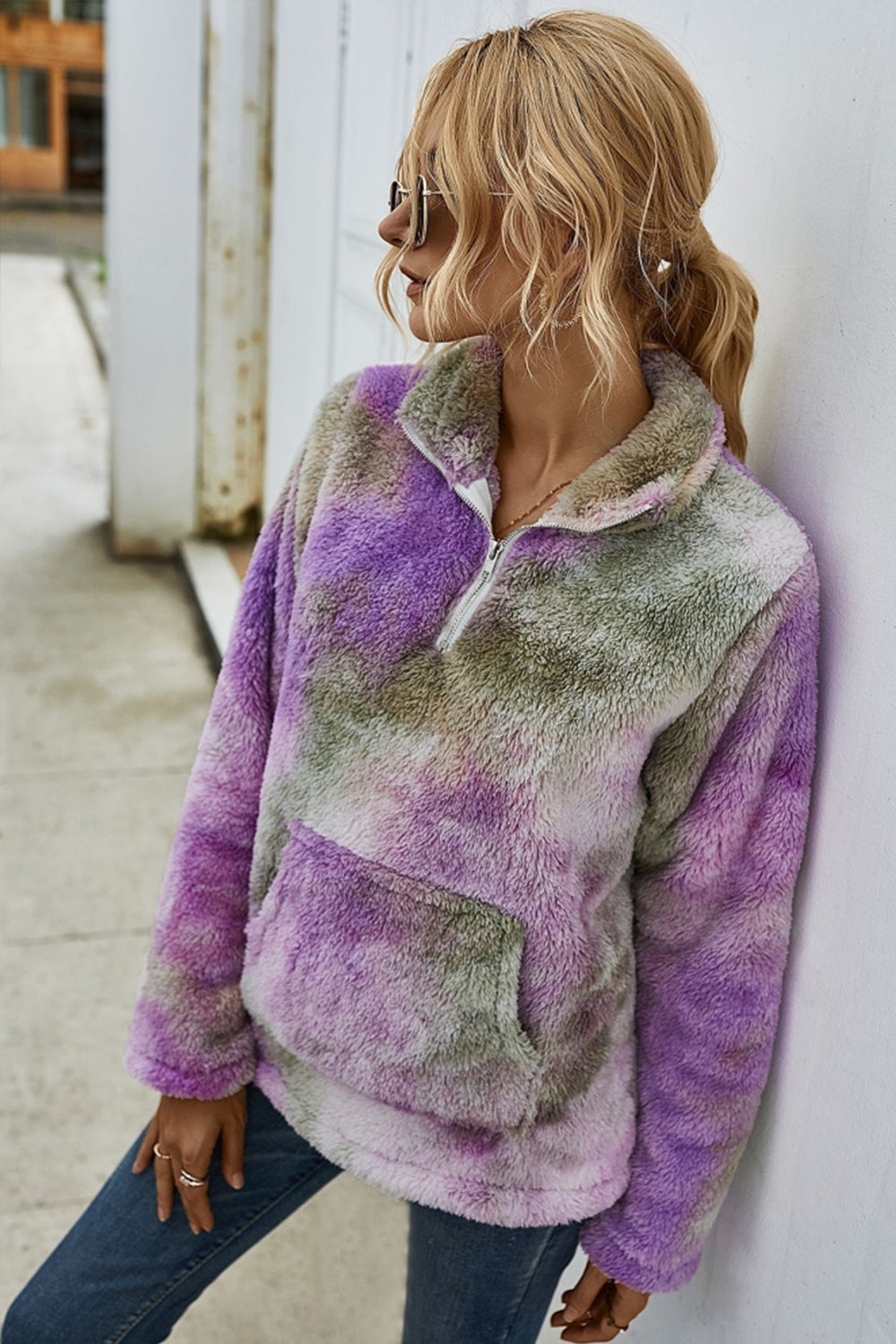 Dam Batik Top Lång Ärmar Polyester Ståkrage Färggradient-2