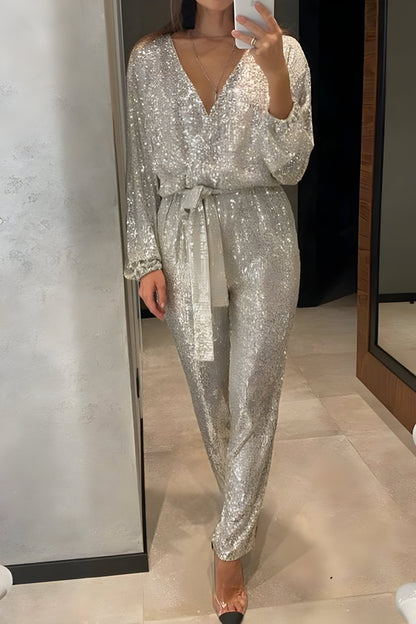 Variant image for Kvinnors V-ringad Klänning Paljetter Polyester-8