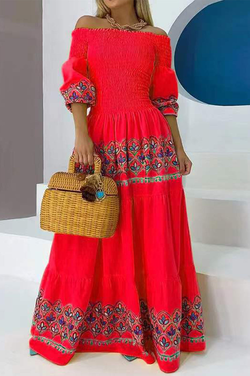 Variant image for Kvinnors Axelfri Klänning Geometrisk Design Polyester-6