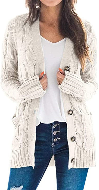 Kvinna Lång Kofta Cardigan Loose Fit Polyester med 3D-Mönster-2