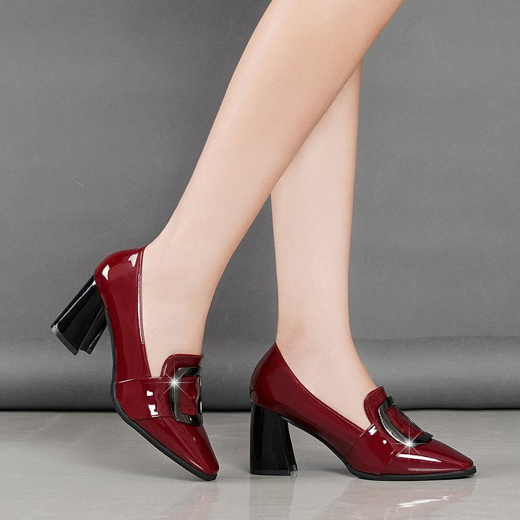 Kvinnor Pumps Elegant Blockheel Syntetisk Glänsande-4
