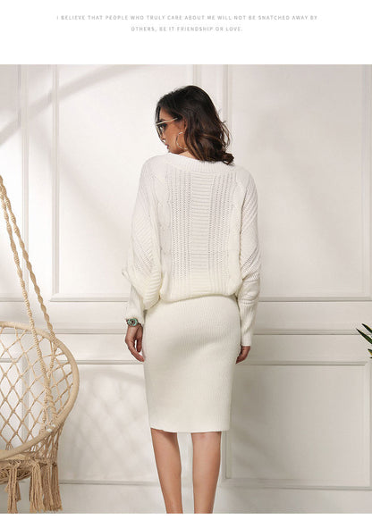 Dam Långklänning Löst Snitt med Fladdermusärmar i Mjuk Akryl-3