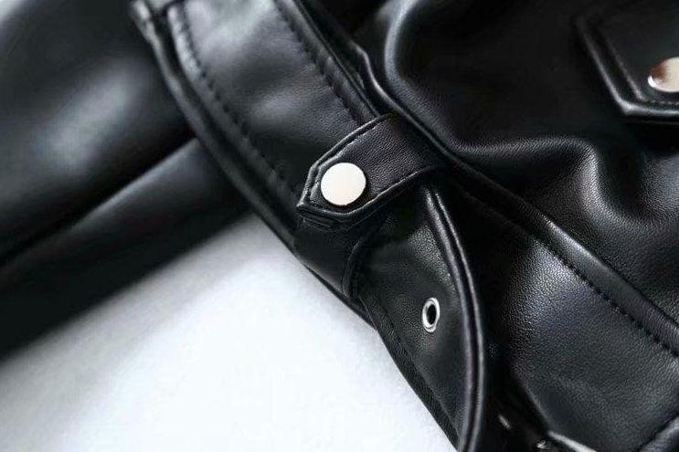 Dam Skinnjacka Långärmad Elegant Läder 5