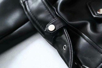Dam Skinnjacka Långärmad Elegant Läder 5