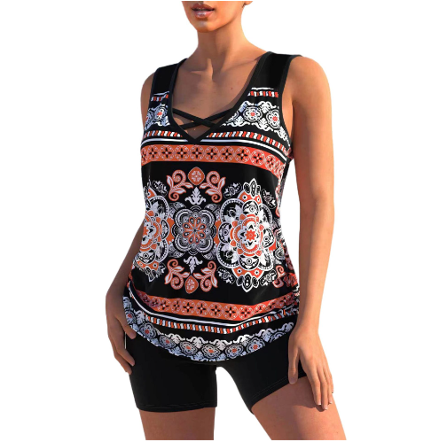 Variant image for Dam Tankini-set Geometrisk V-hals Polyester Elastan-17