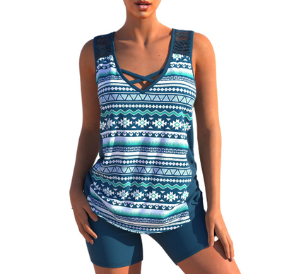 Variant image for Dam Tankini-set Geometrisk V-hals Polyester Elastan-9