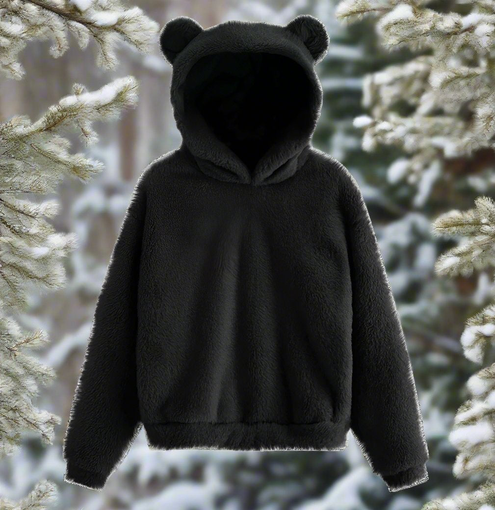 Dam Hoodiejacka Plysch med Öron-2