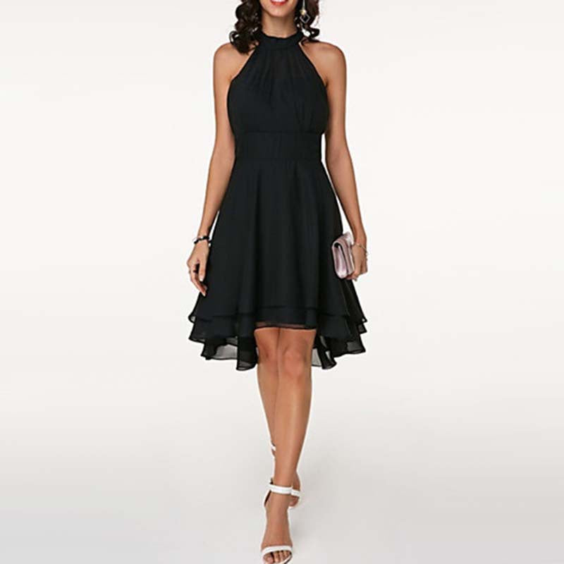 Kvinnor A-line Klänning Asymmetrisk Chiffon-1