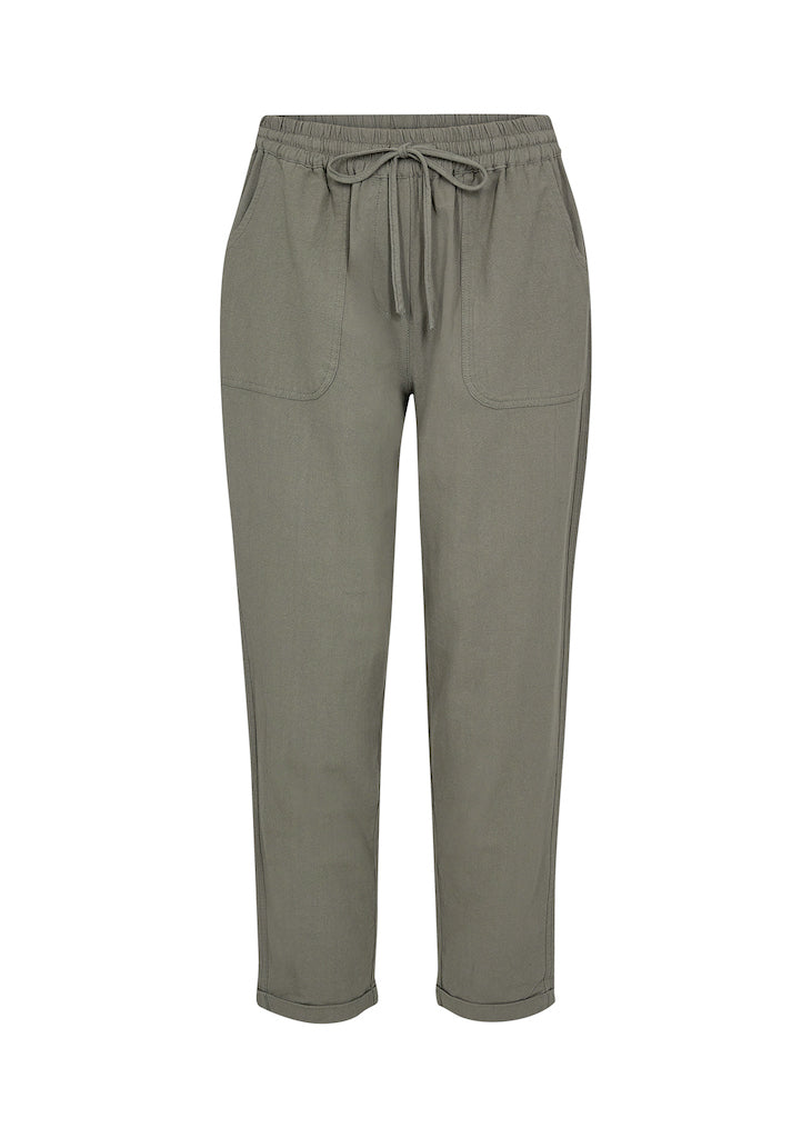 Dam Byxor med Resår i Midjan Snygga Bekväm Bomull-5