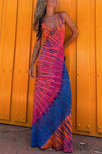 Variant image for Maxiklänning Dam Ryggfri Rund Halsringning i Polyester för Sommar-1