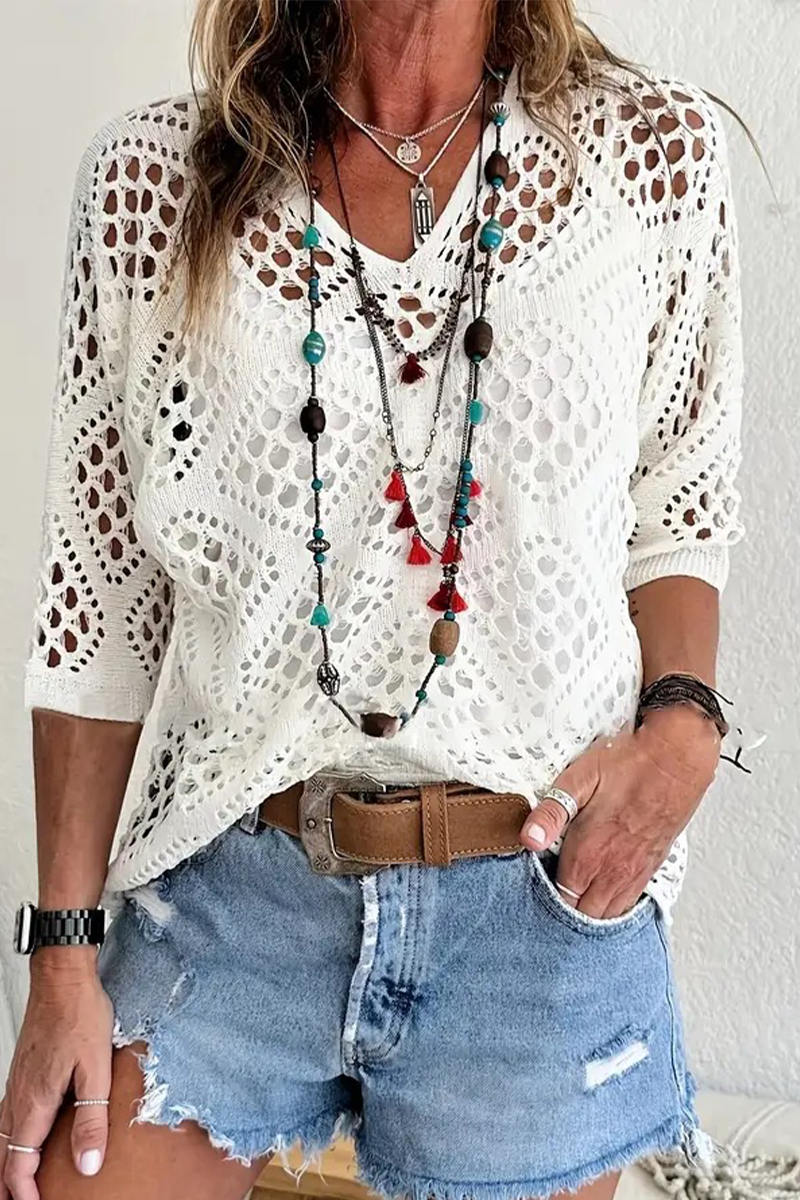 Variant image for Dam Tröja V-hals Avslappnad 100% Bomull-16