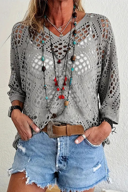 Variant image for Dam Tröja V-hals Avslappnad 100% Bomull-21