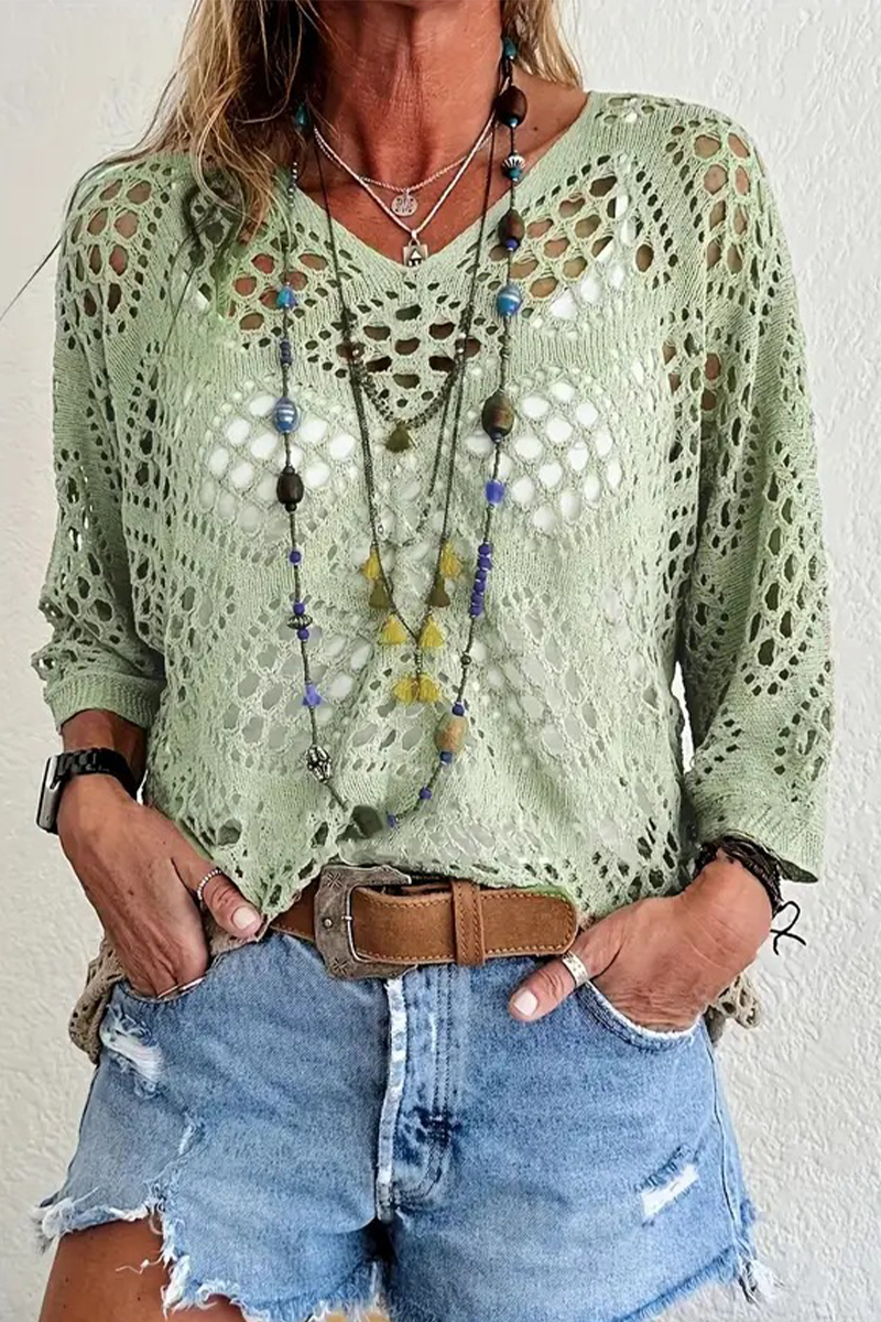 Variant image for Dam Tröja V-hals Avslappnad 100% Bomull-11