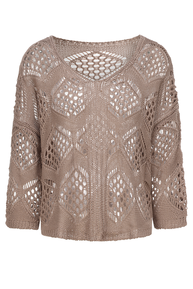 Dam Tröja V-ringning Monokrom 100% Bomull-2