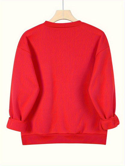 Kvinnors Tröja Hjärtdesign Cirkulär Halsringning Mjuk Tyg 4