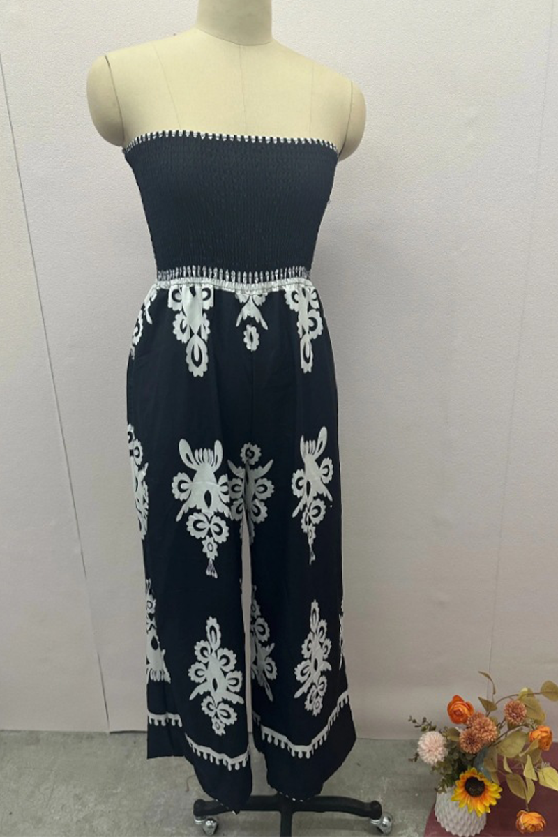 Kvinnors Axelbandslös Klänning Geometriskt Tryck Polyester med Väska-4