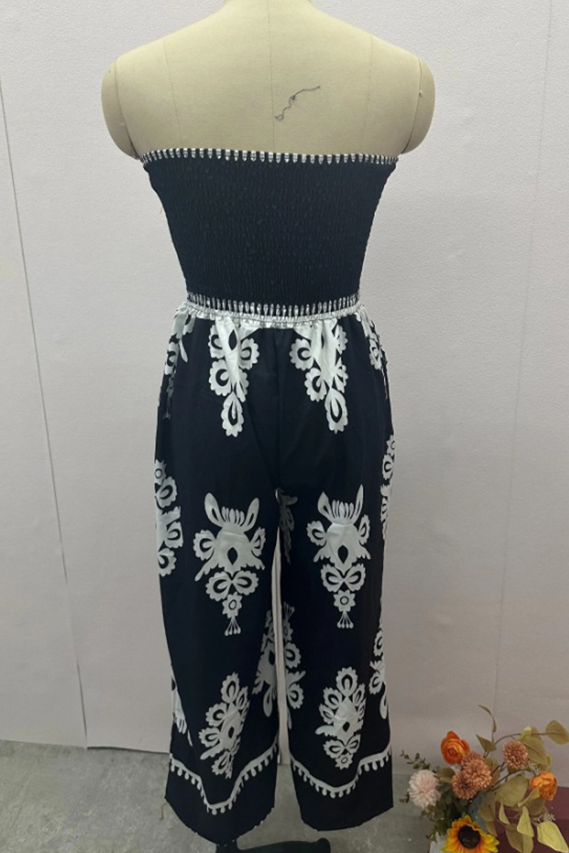 Kvinnors Axelbandslös Klänning Geometriskt Tryck Polyester med Väska-5