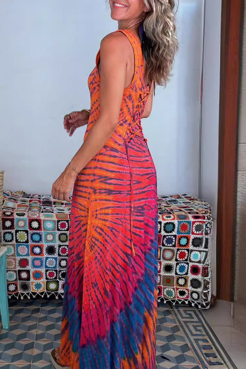 Kvinnors Sommarklänning Bärardesign Batiktryck 100% Bomull-3