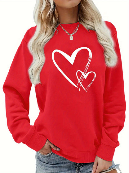 Kvinnors Tröja Hjärtdesign Cirkulär Halsringning Mjuk Tyg 11