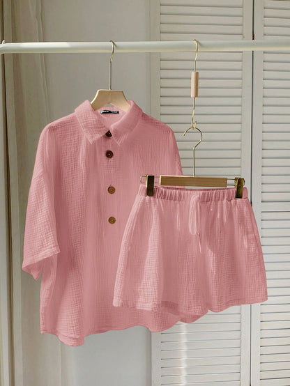 Variant image for Kvinnors 2-delad Uppsättning Avslappnad Linneblandning-16