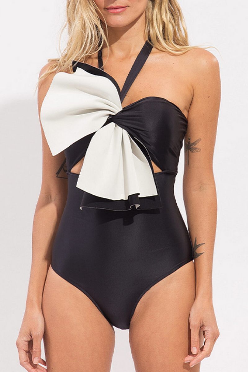 Baddräkt Dam Trådlös Slipdekor Nylon Spandex-4