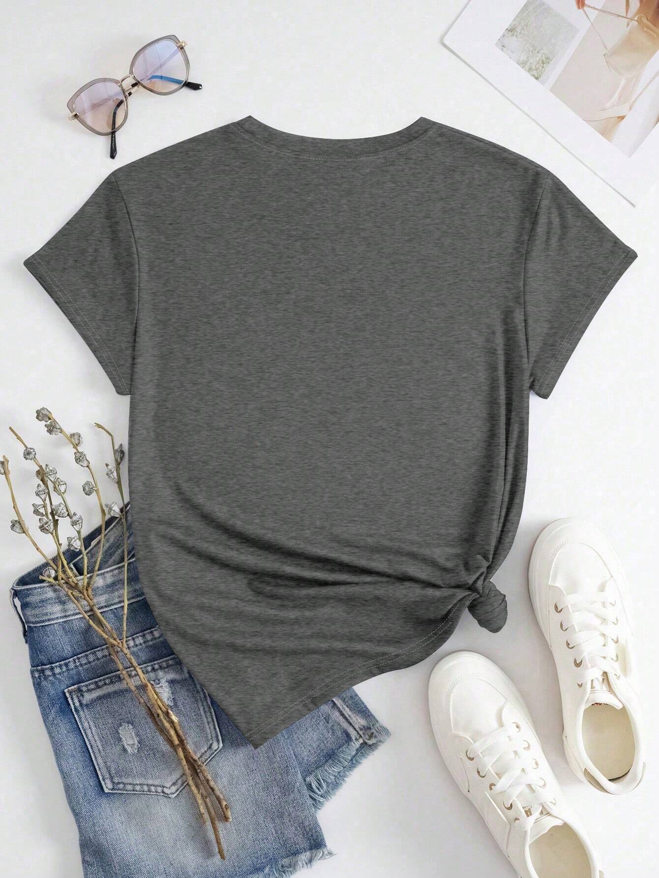 Dam T-shirt Grafisk Vintage Fågel Blommor 100% Bomull-2