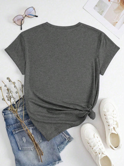 Dam T-shirt Grafisk Vintage Fågel Blommor 100% Bomull-2