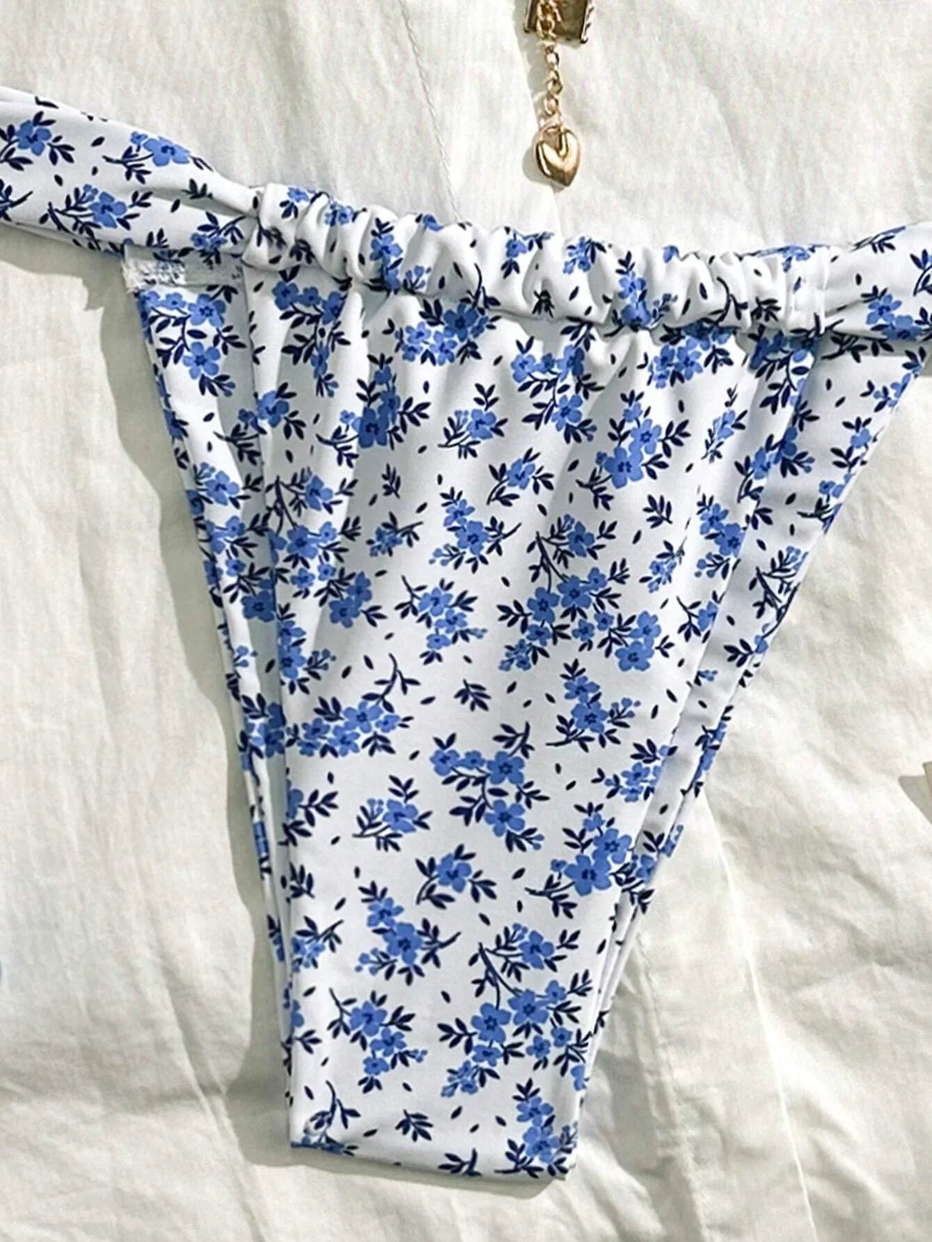 Dam Bikini Set Triangel Blommönster Högkvalitativt Tyg-3