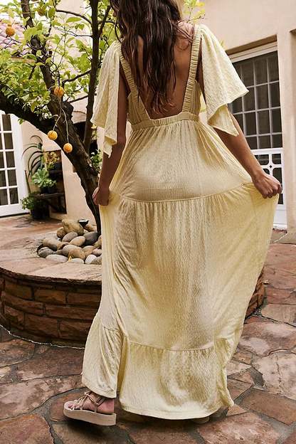 Kvinnors Oregelbunden V-ringad Klänning Rygghalsringning Polyester-4