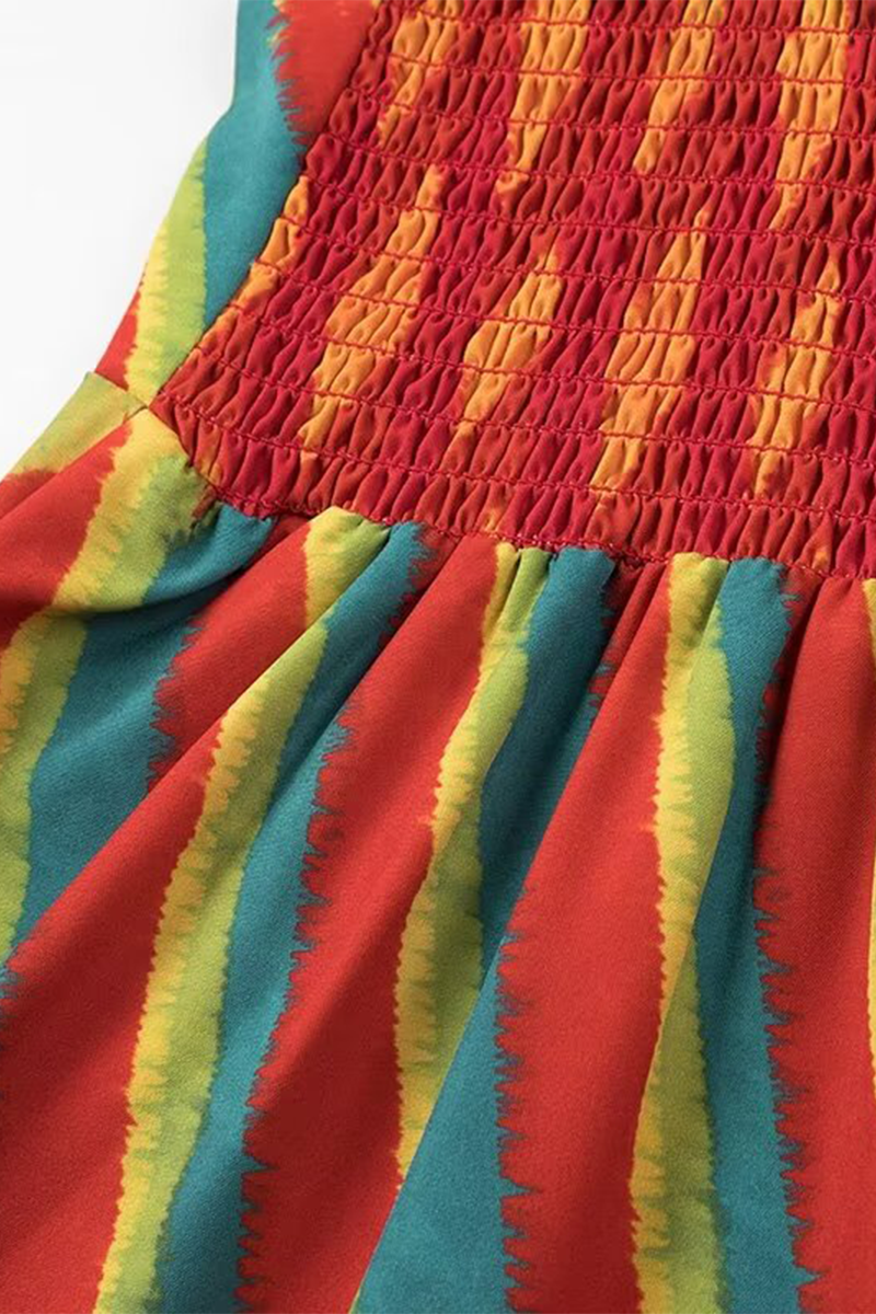 Kvinnors Klänning V-hals Randig Polyester-4