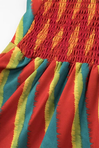 Kvinnors Klänning V-hals Randig Polyester-4